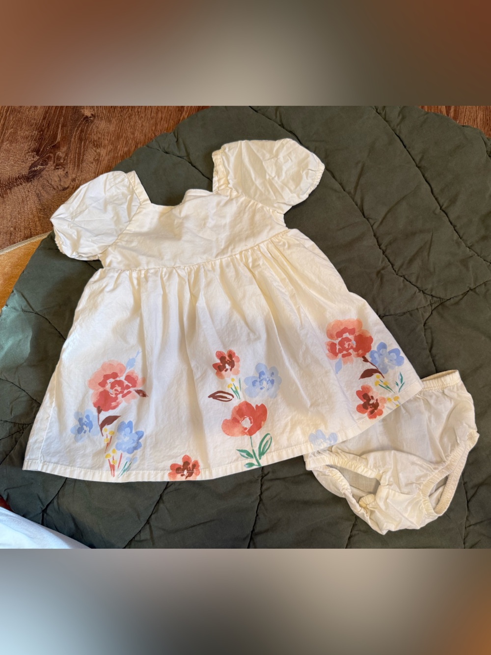 Carter's Smocked Cream and Floral Dress with Bloomers